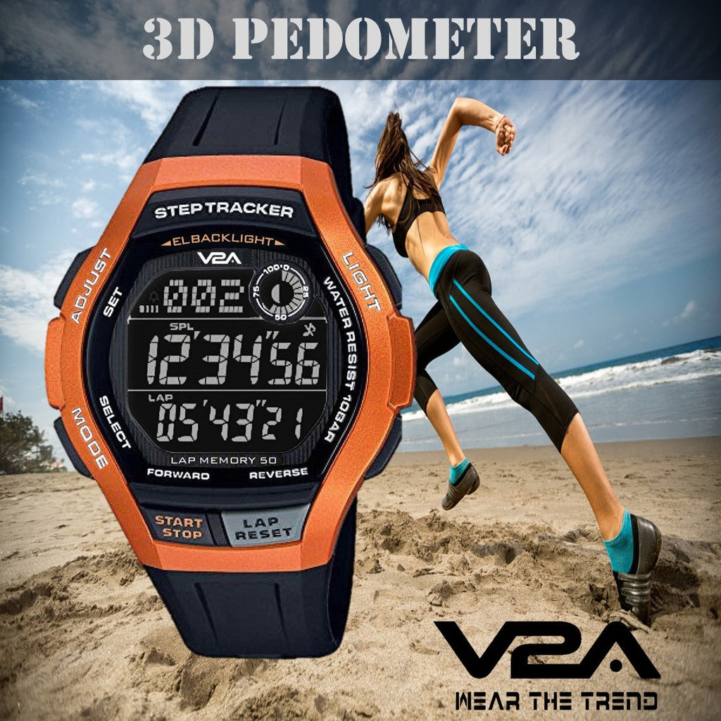 V2A STEPO 3D Pedometer Digital Sports Watch