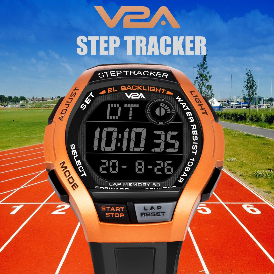 V2A STEPO 3D Pedometer Digital Sports Watch