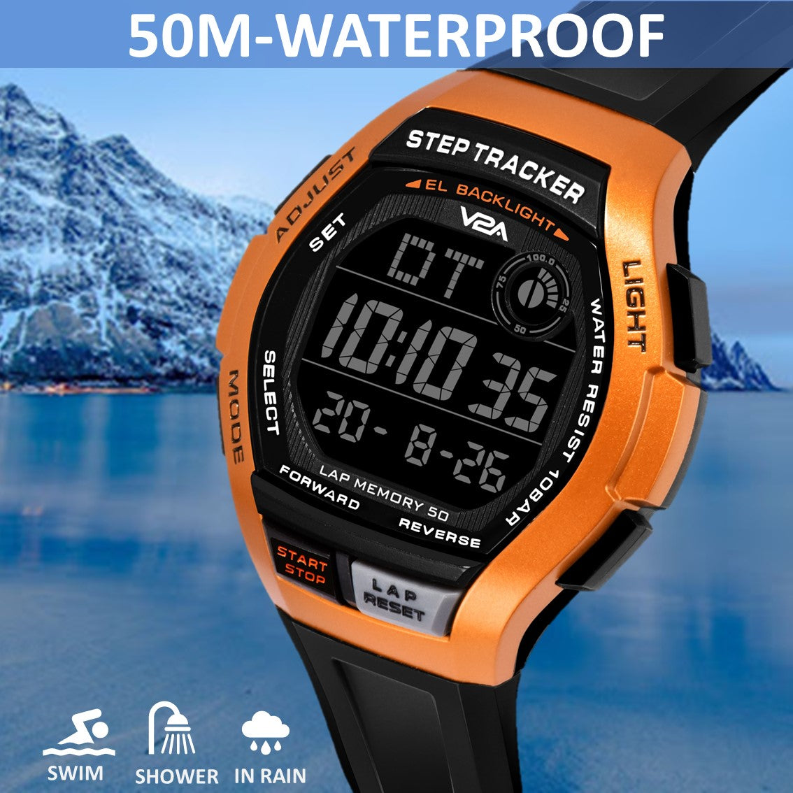 V2A STEPO 3D Pedometer Digital Sports Watch
